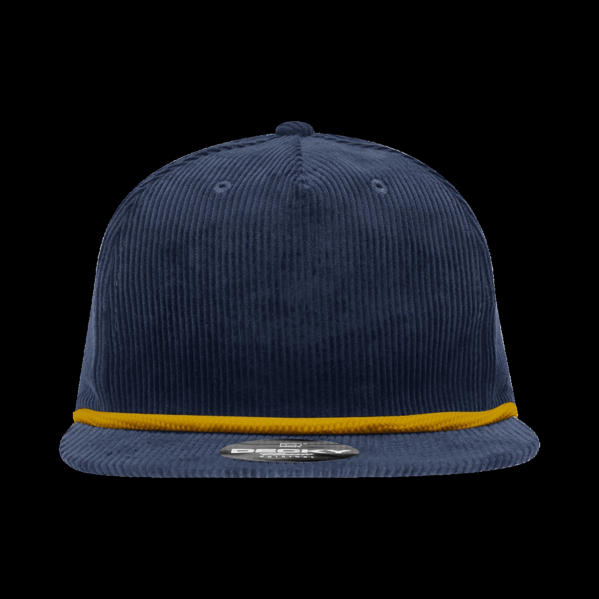 6043-7NVYGLD 5 Panel High Profile Relaxed Corduroy Rope Hat, Navy & Gold