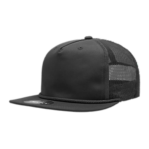 6041-7OLVIVO 5 Panel High Profile Relaxed Cotton Blend Trucker with Rope, Olive & Ivory - One Size