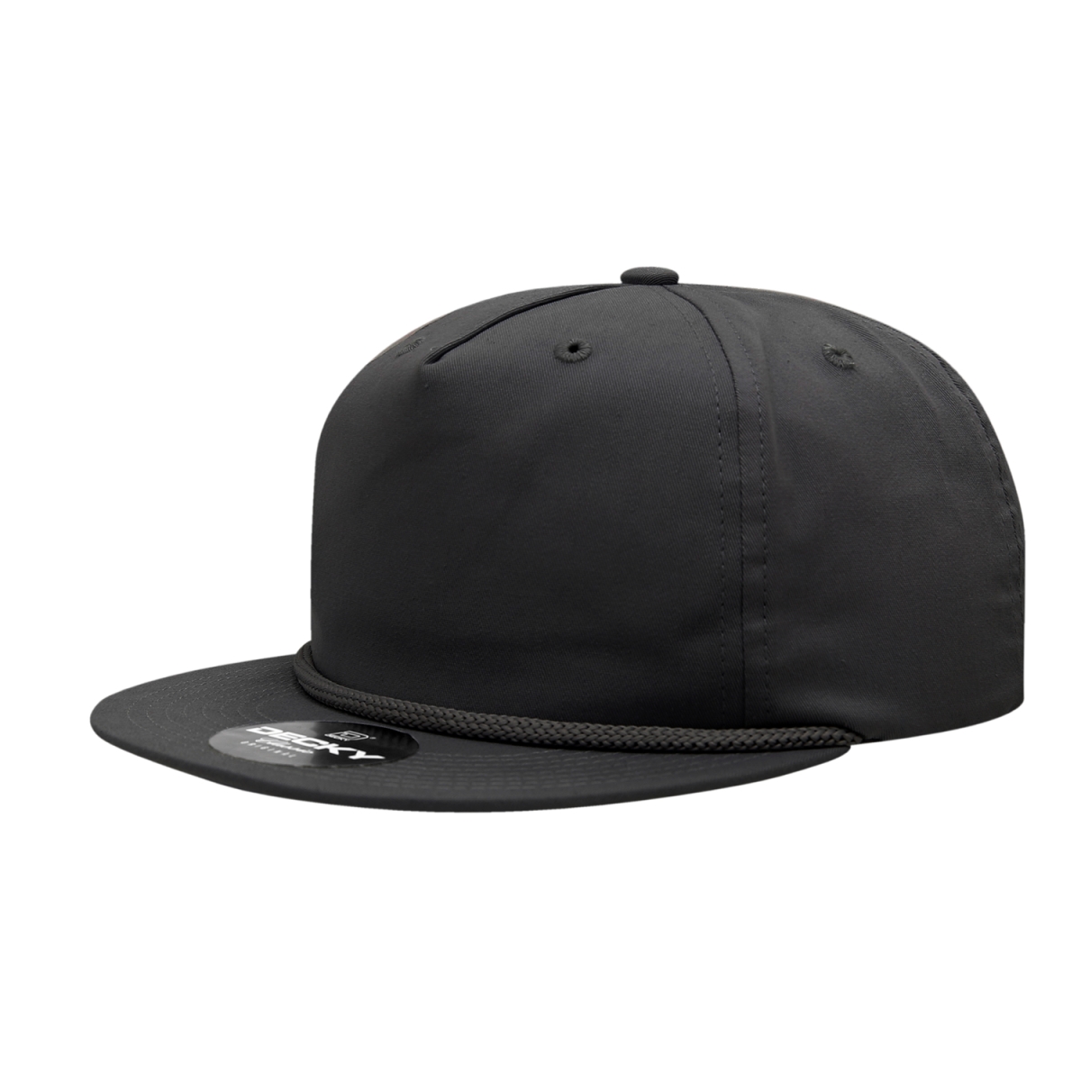 6042-7BIRBLK 5 Panel High Profile Relaxed Cotton Blend Rope Hat, Birch & Black