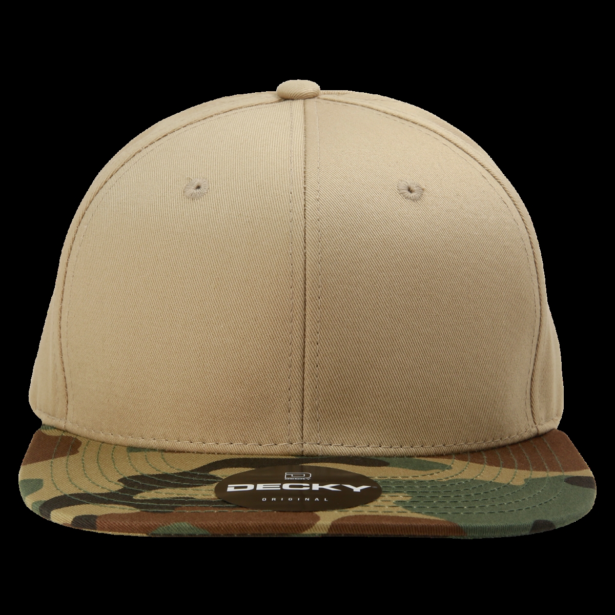 1047-WDL-KH-KH 6 Panel High Profile Structured Camo Snapback - Woodland, Khaki