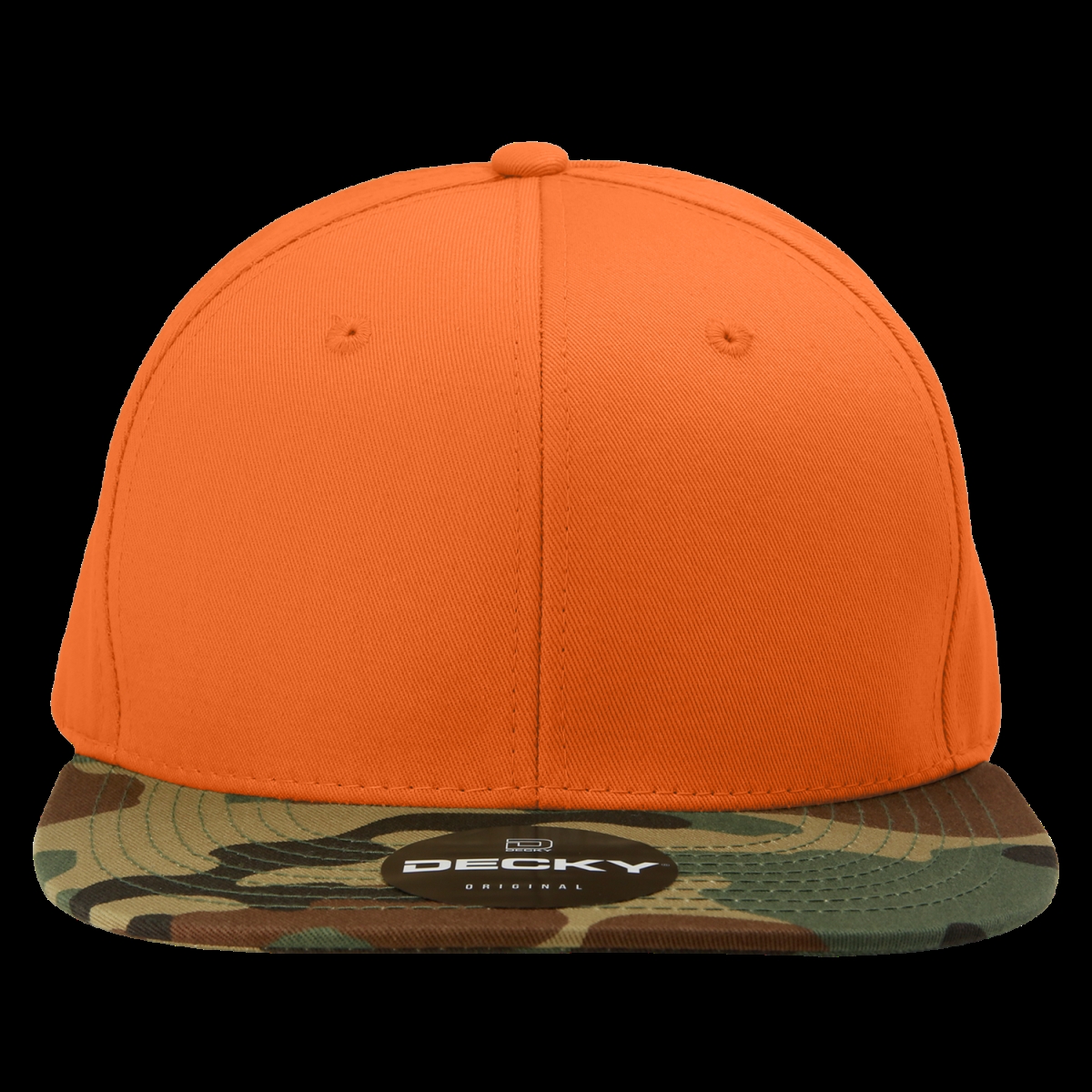 1047-WDL-OR-OR 6 Panel High Profile Structured Camo Snapback - Woodland & Orange