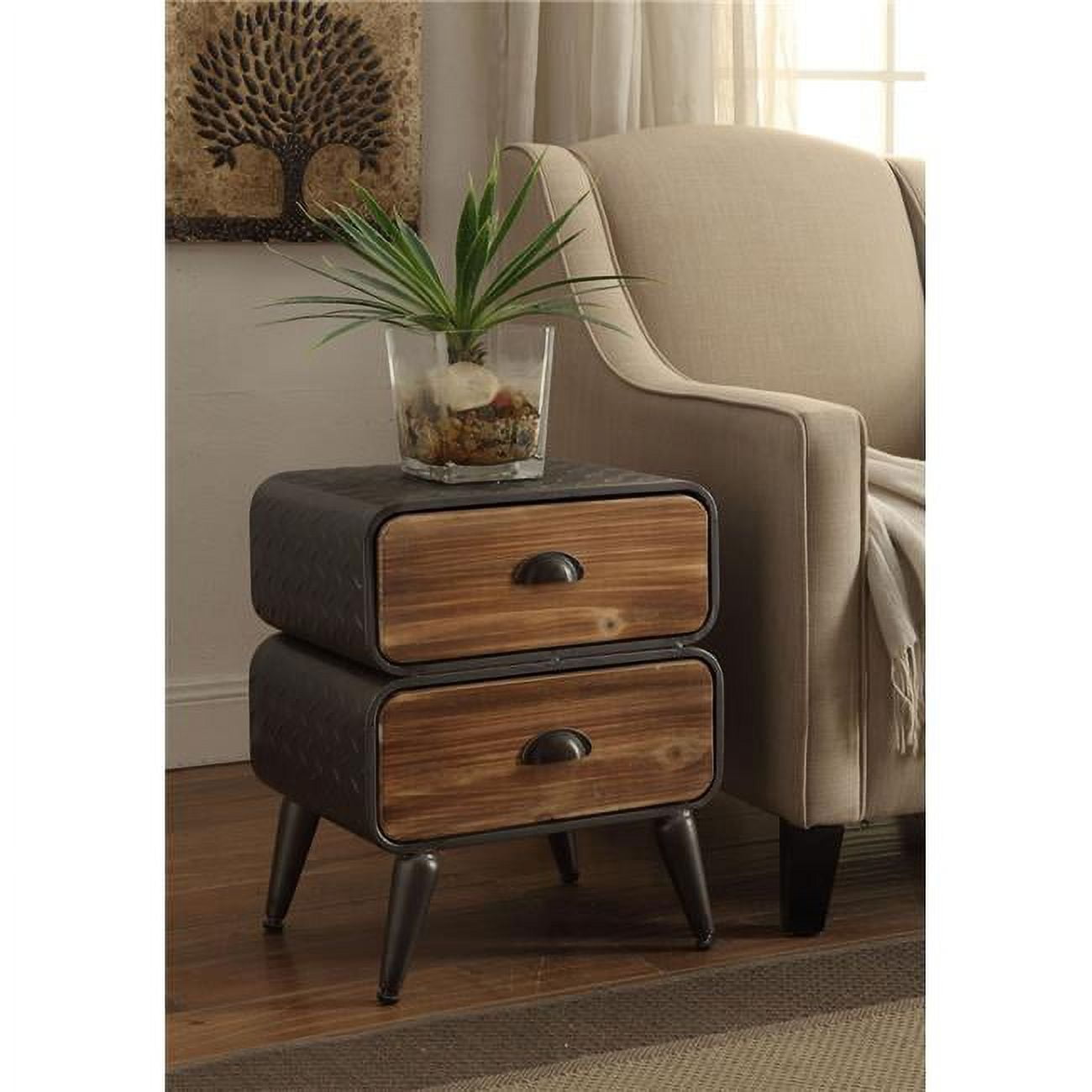 Picture of 4D Concepts 162018 2 Rounded Drawer Chest - Urban Loft, Metal & Rustic Natural Pine