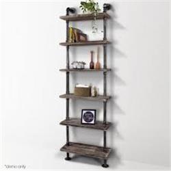 Picture of 4D Concepts 621160 Anacortes Six Shelf Piping - Black Pipe with Brown Shelves