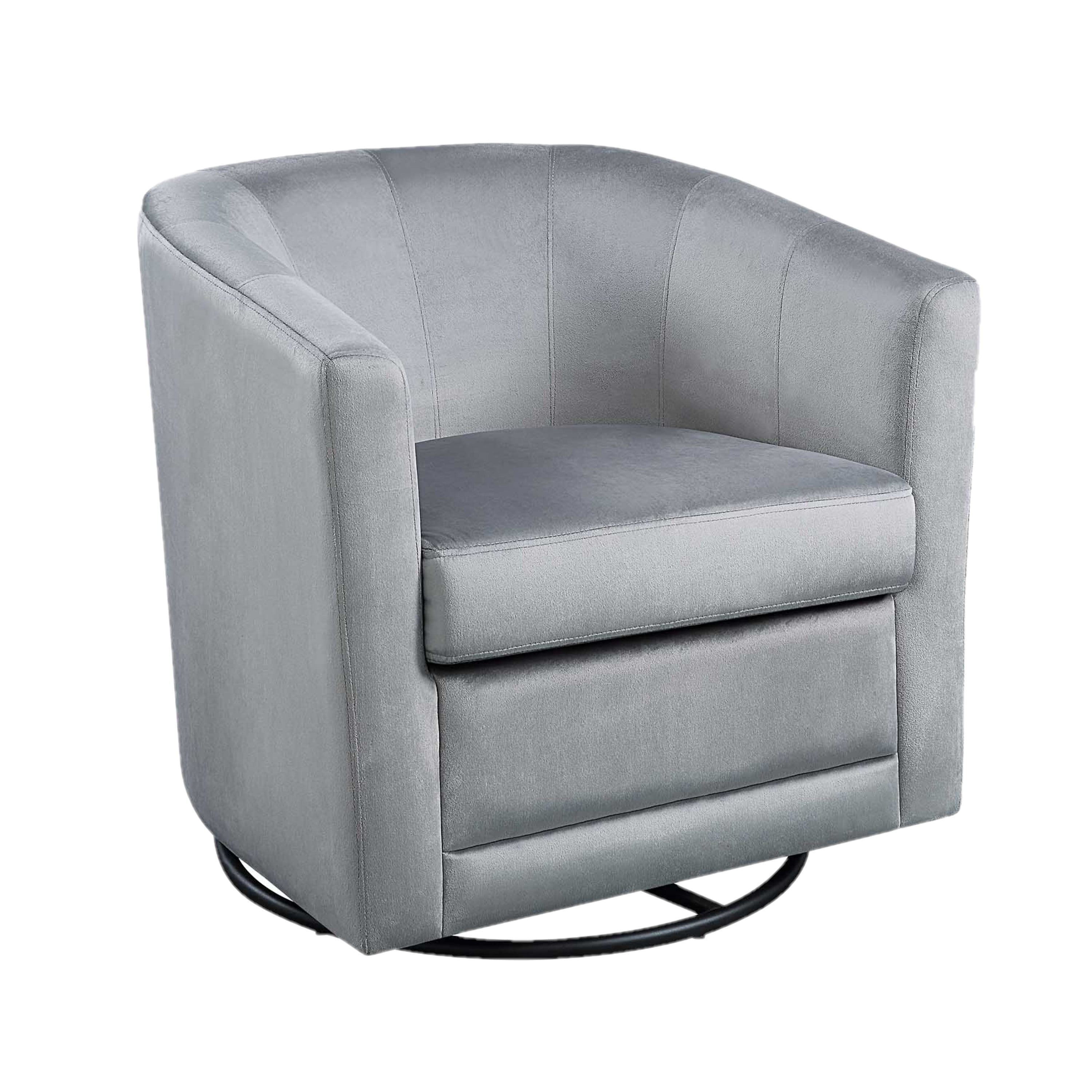 Picture of 4D Concepts 233777 Kappa Swivel Chair&#44; Mid Gray Velvet & Black Base