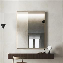24 x 32 in. Vanta Rectangular Gold Metal Framed Wall Mirror with Dual Mounting Brackets