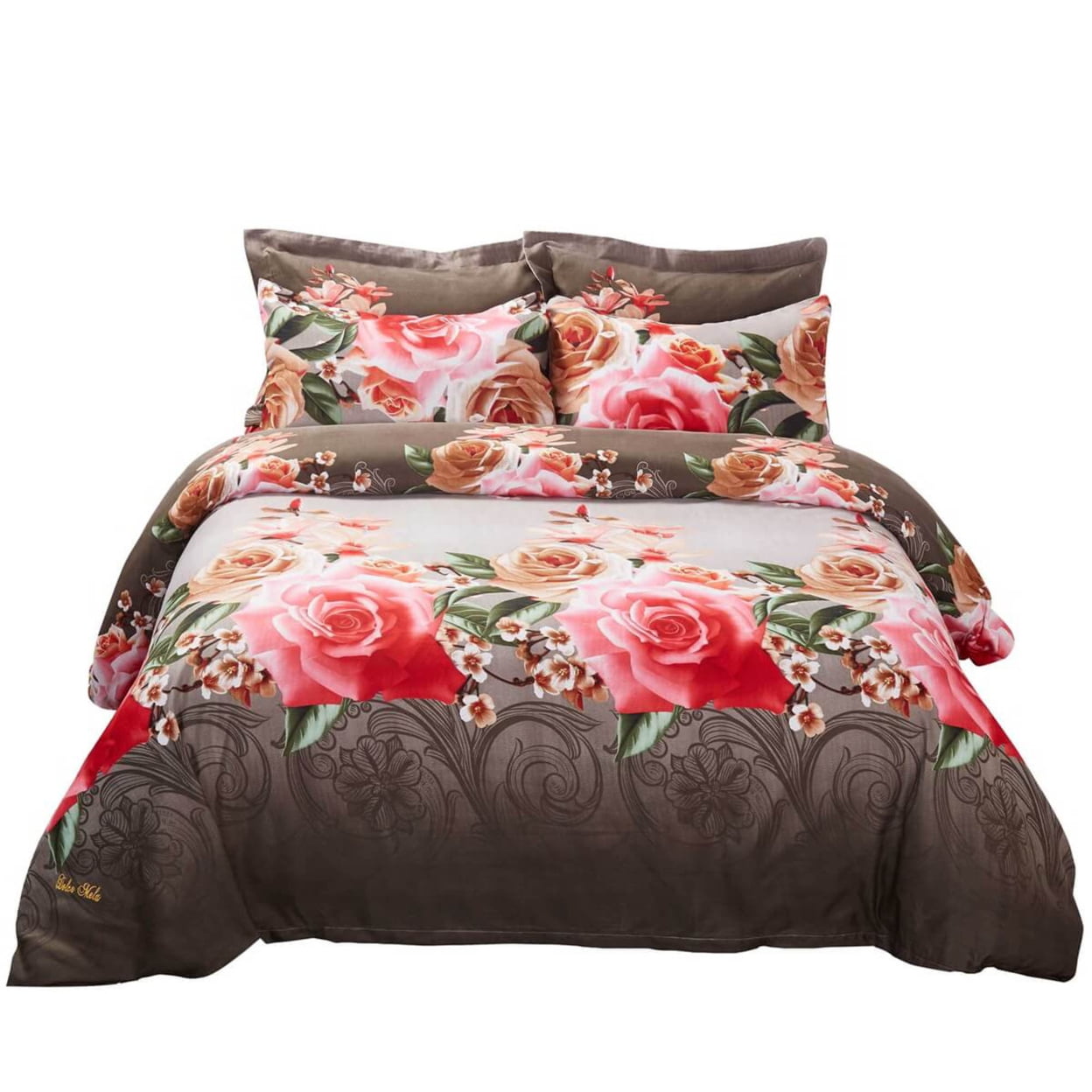Floral Bedding Duvet Cover Set, Queen Size - Rose Medley