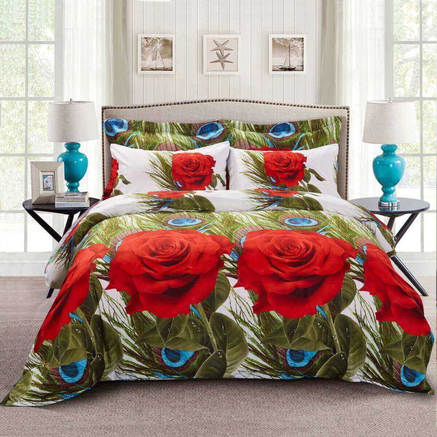 Floral Bedding Duvet Cover Set, King Size - Romeo
