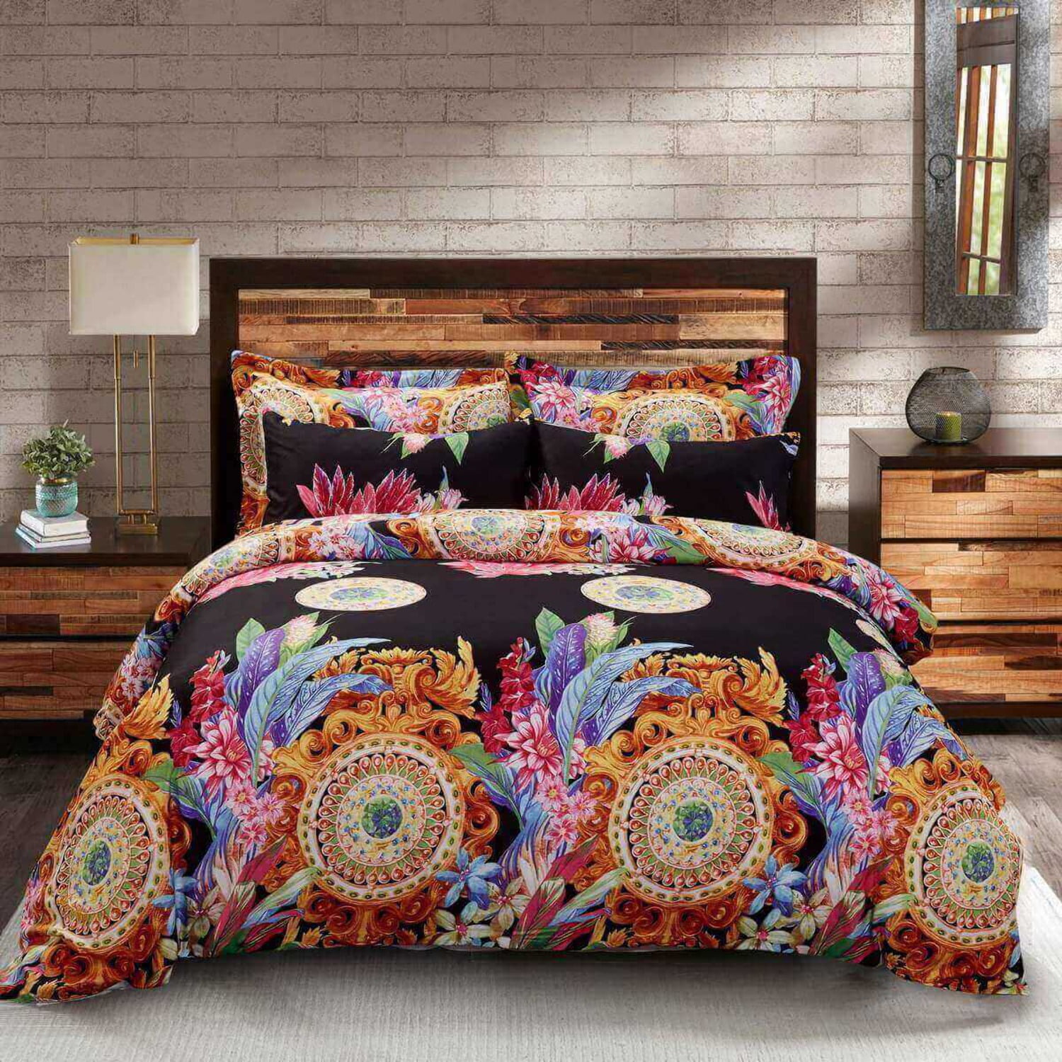 Floral Bedding Duvet Cover Set, Queen Size - Ecstasy