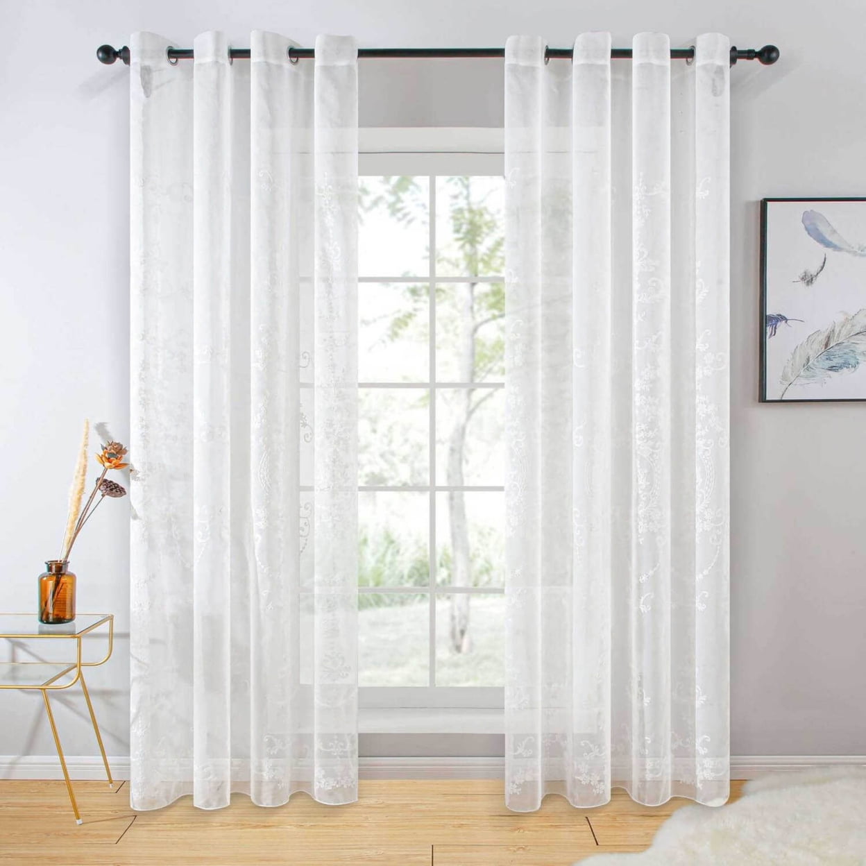 Idra - Sheer Curtain Panel, White - Tall