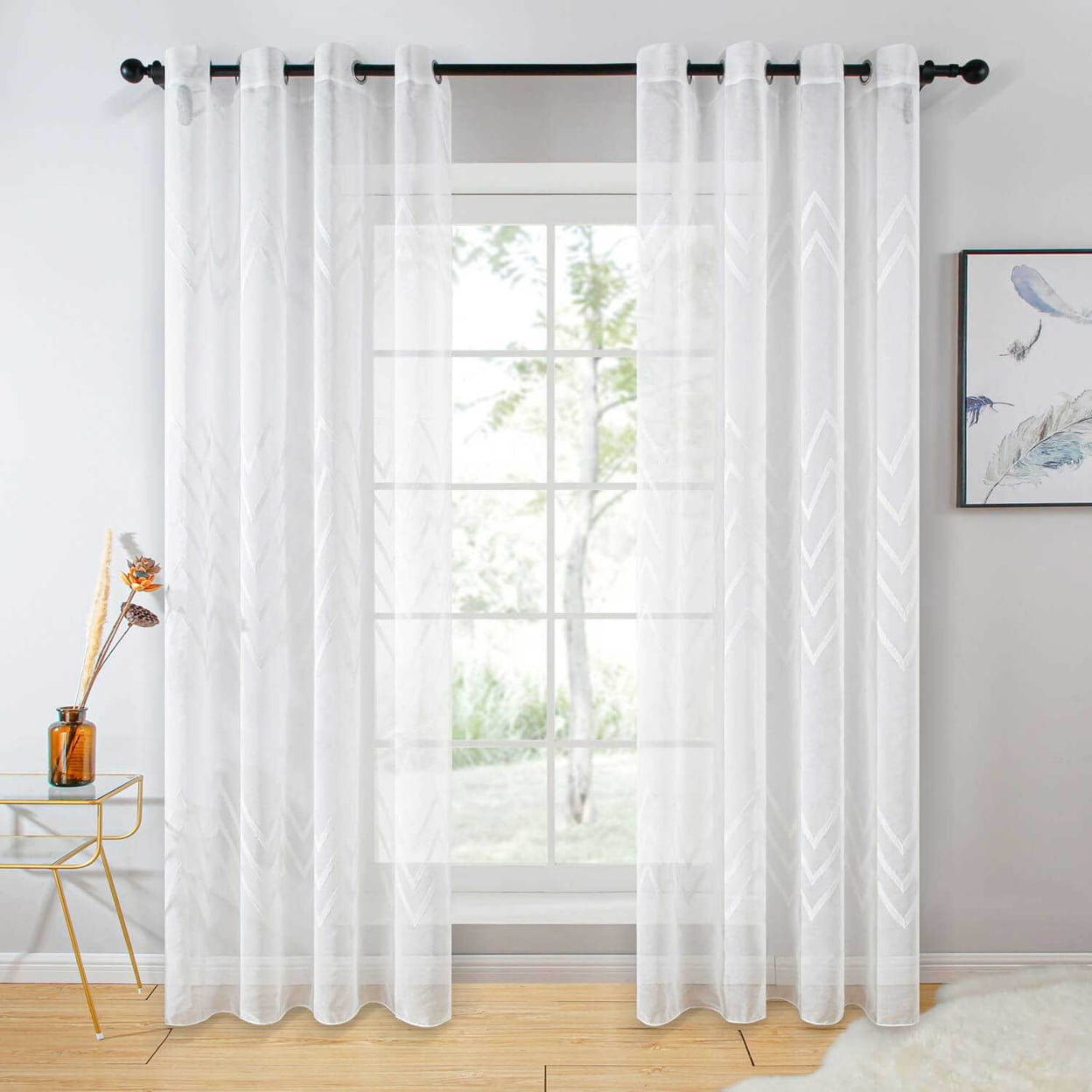 Genoa - Sheer Curtain Panel, White - Tall