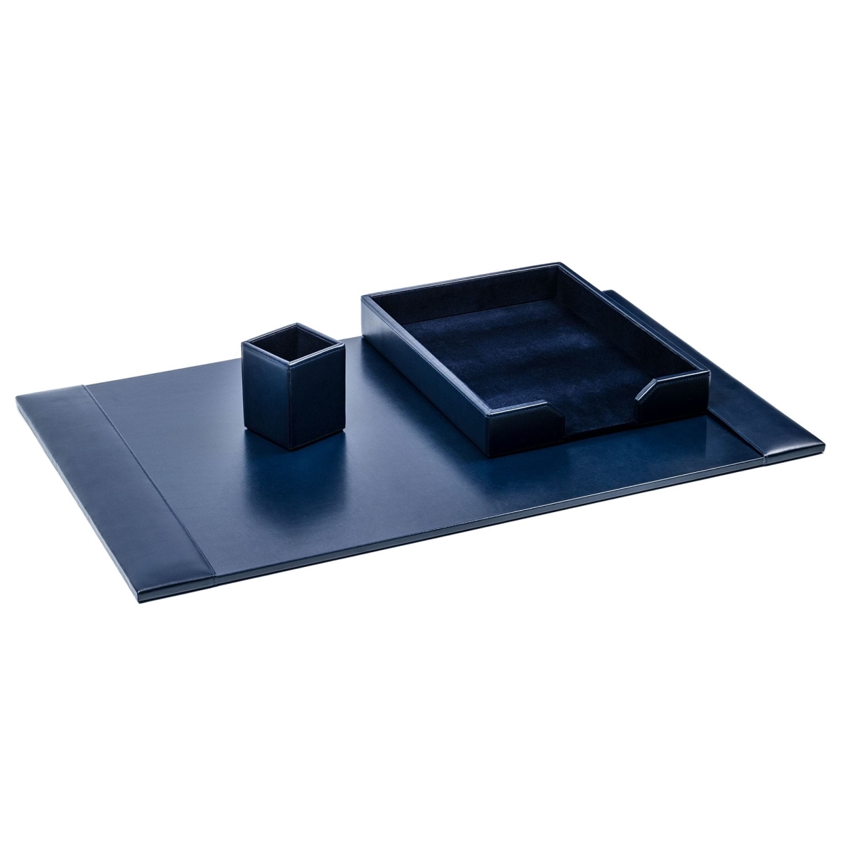 DF-5037 Navy Blue 3-Piece Leather Desk Set, Bonded Leather
