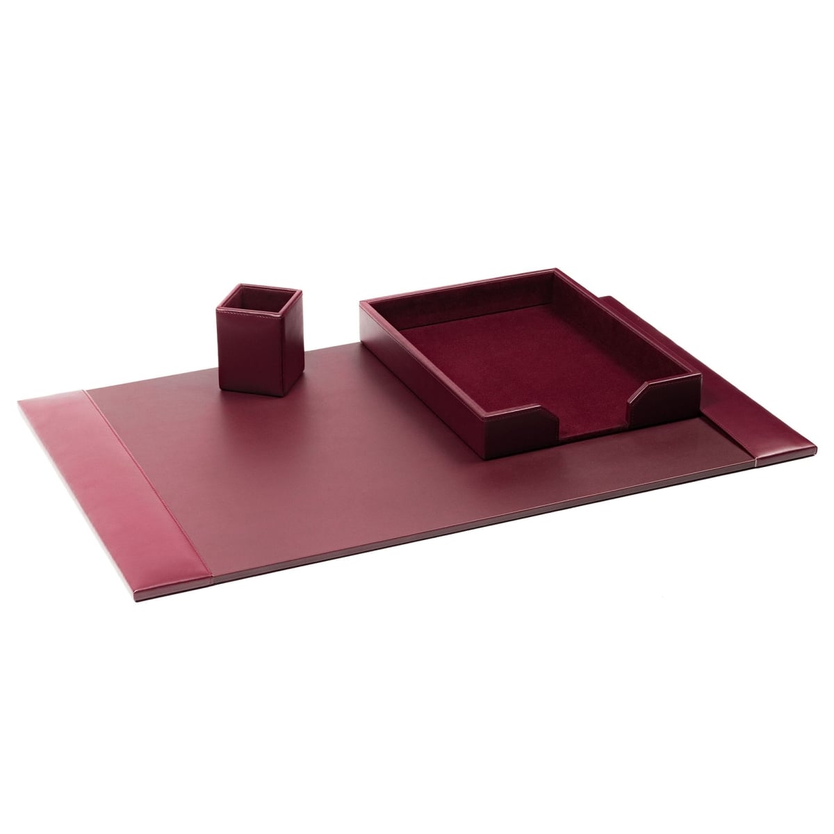 DF-5237 Burgundy 3-Piece Desk Set, Bonded Leather