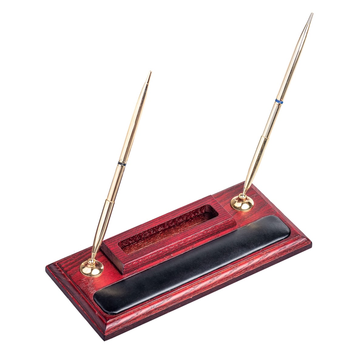Picture of Dacasso  AG-8012 Mahogany (Rosewood) & Black Leather Pen Stand with Cell Phone Holder