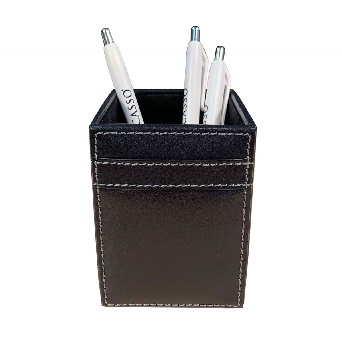 AG-1210 Rustic Black Leather Pencil Cup
