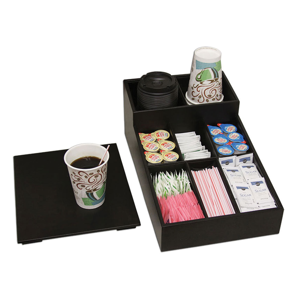 AG-1328 Black Leatherette Coffee Condiment Organizer