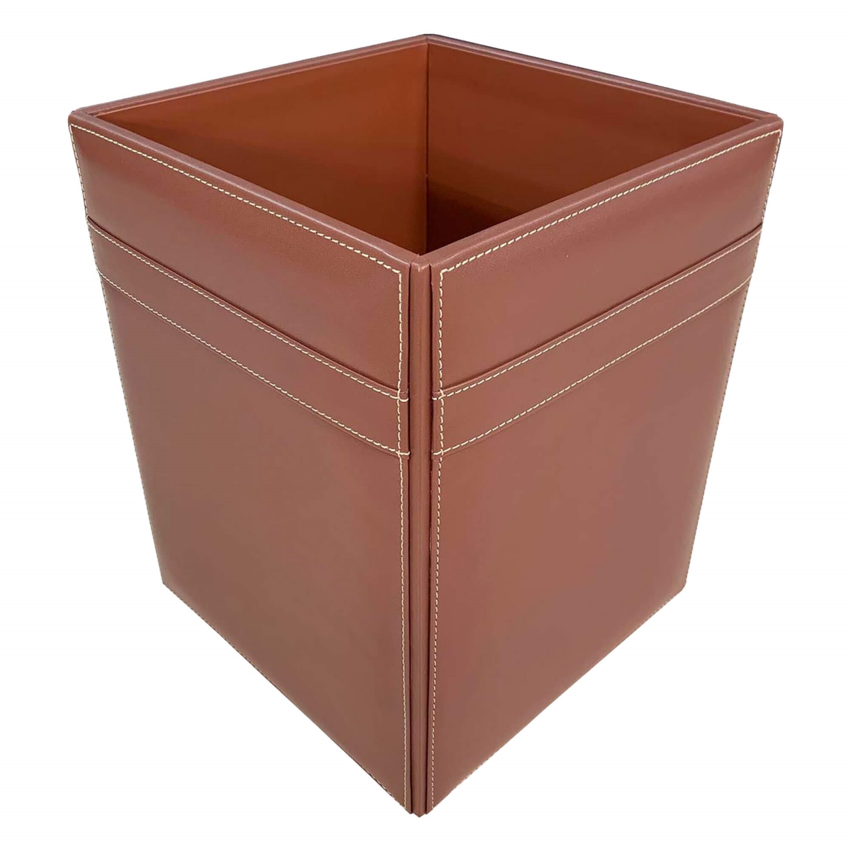 Picture of Dacasso  AG-3203 Rustic Brown Leather Square Waste Basket, 14 Qt