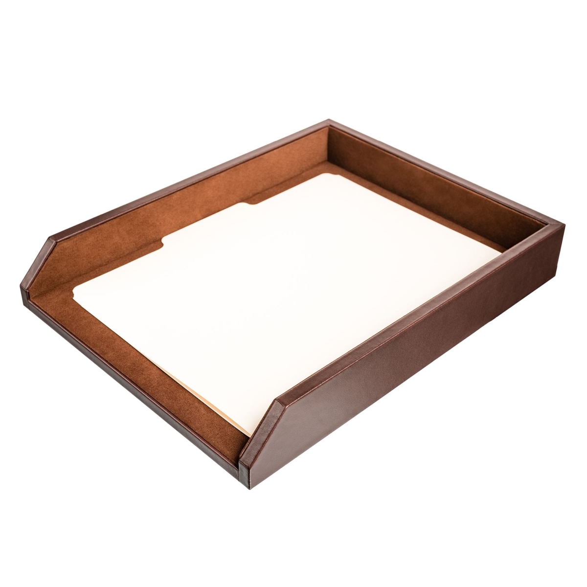 AG-3401 Chocolate Brown Leather Letter Tray
