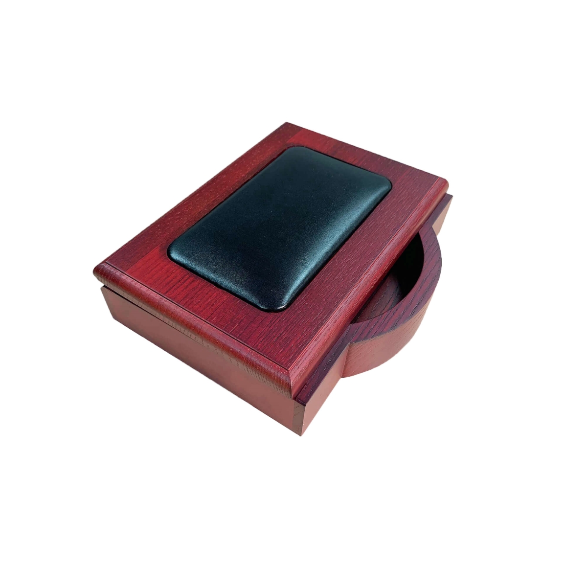 AG-8009 Mahogany (Rosewood) & Black Leather 4 in. x 6 in. Memo Holder
