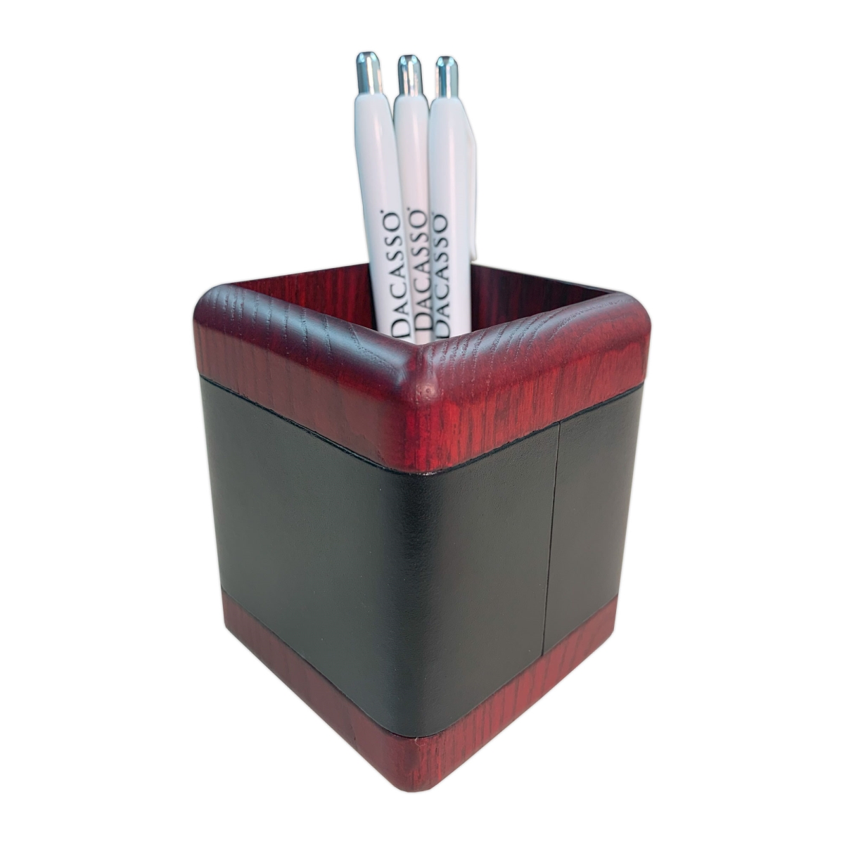 AG-8010 Mahogany (Rosewood) & Black Leather Pencil Cup