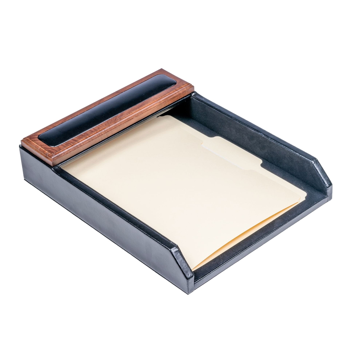 AG-8401 Walnut & Leather Letter Tray