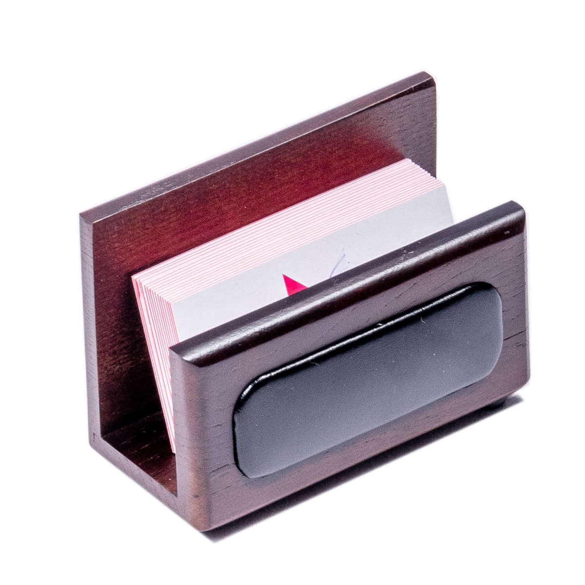AG-8407 Walnut & Leather Business Card Holder
