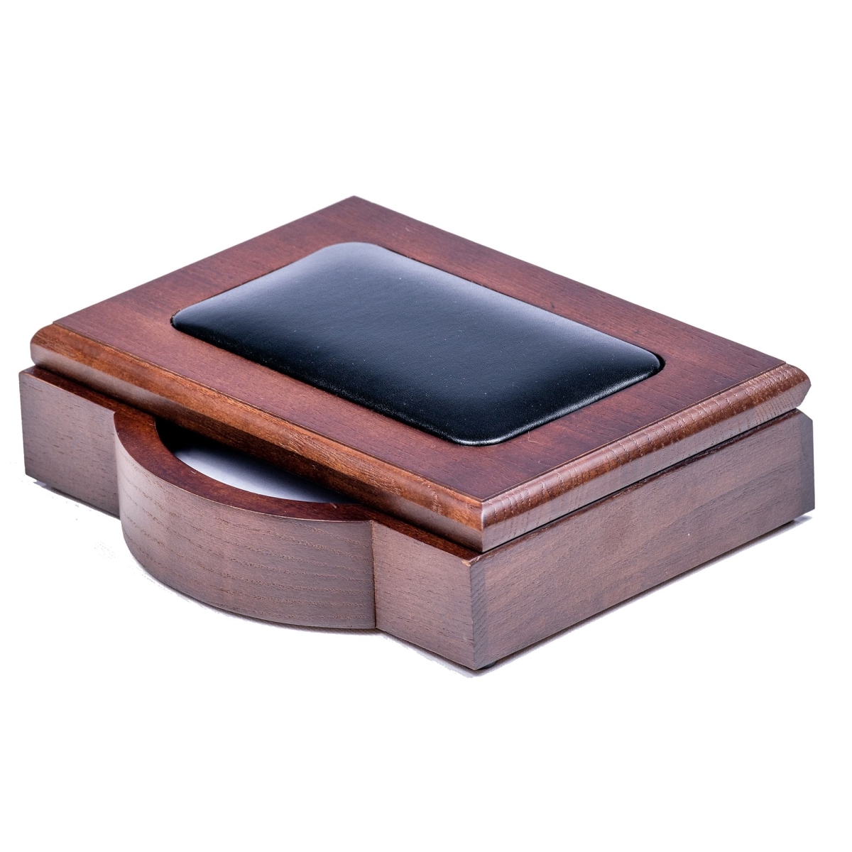 AG-8409 Walnut & Black Leather Memo Holder