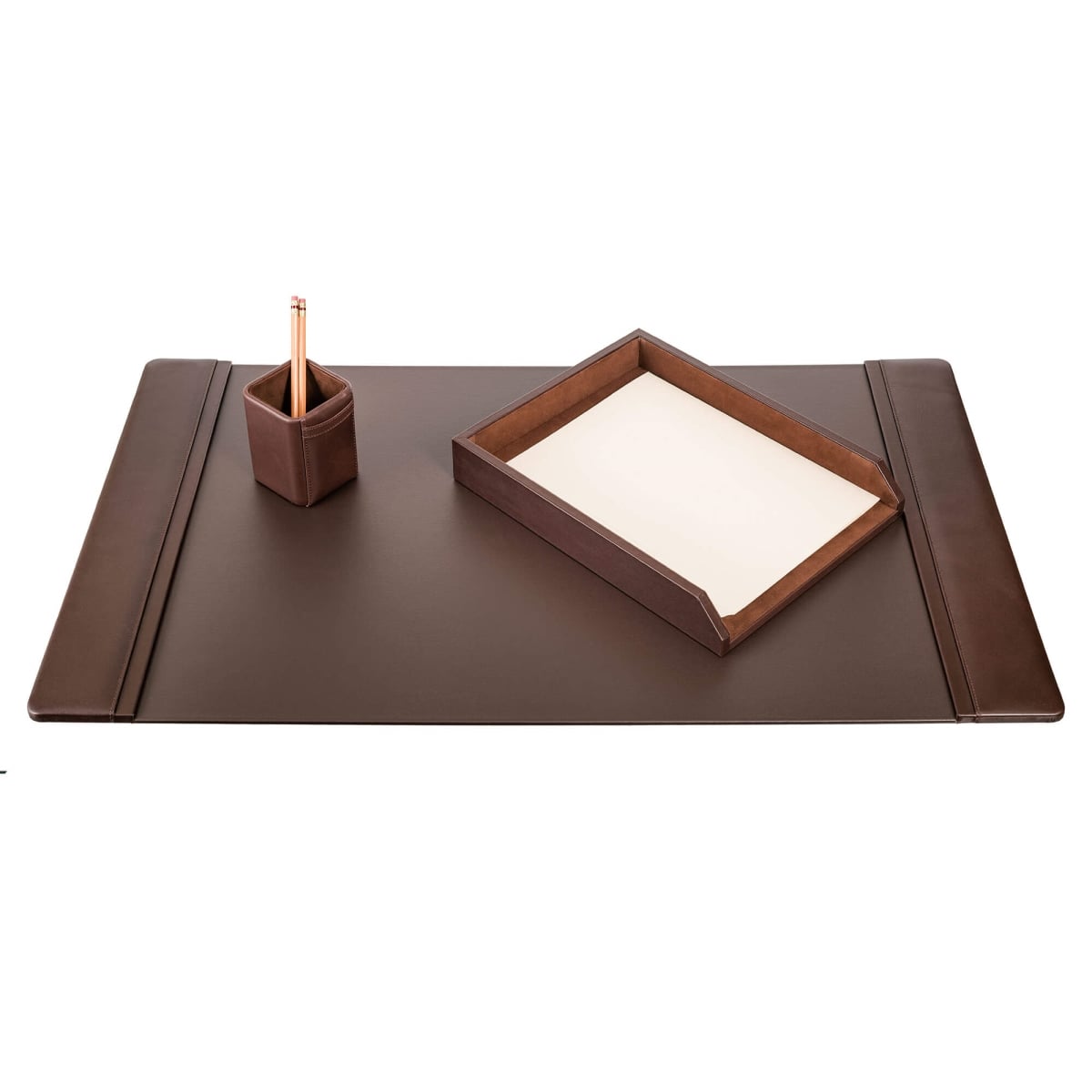 DF-3437 Chocolate Brown Leather 3-Piece Desk Set