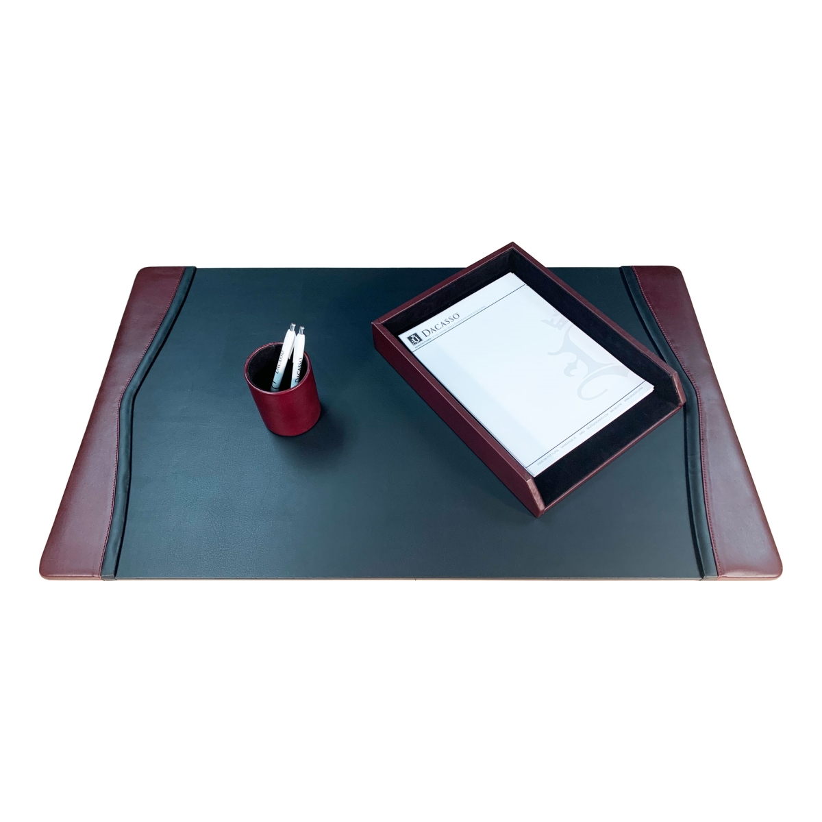 DF-7037 Burgundy Contemporary Leather 3-Piece Desk Set