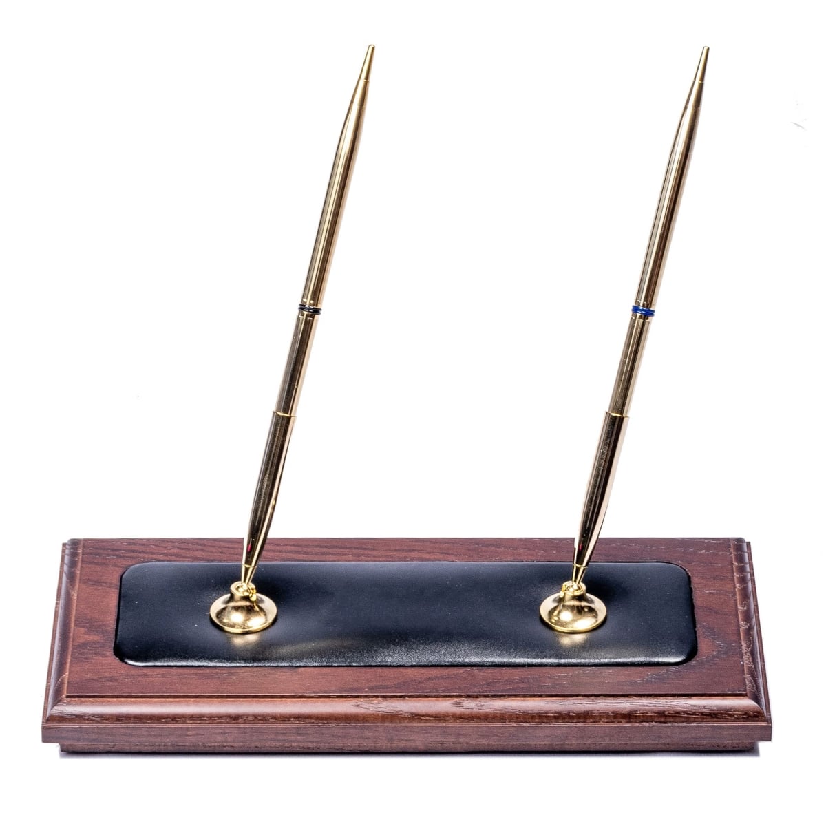 Picture of Dacasso  AC-8404 Walnut & Black Leather Double Pen Stand