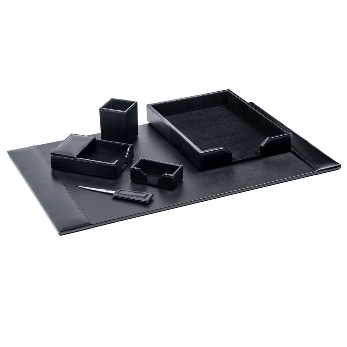 DL-1401 Black Bonded Leather 6-Piece Desk Set