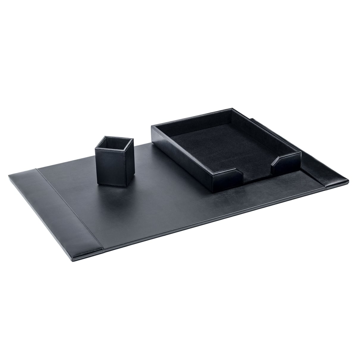 DL-1437 Black Bonded Leather 3-Piece Desk Set