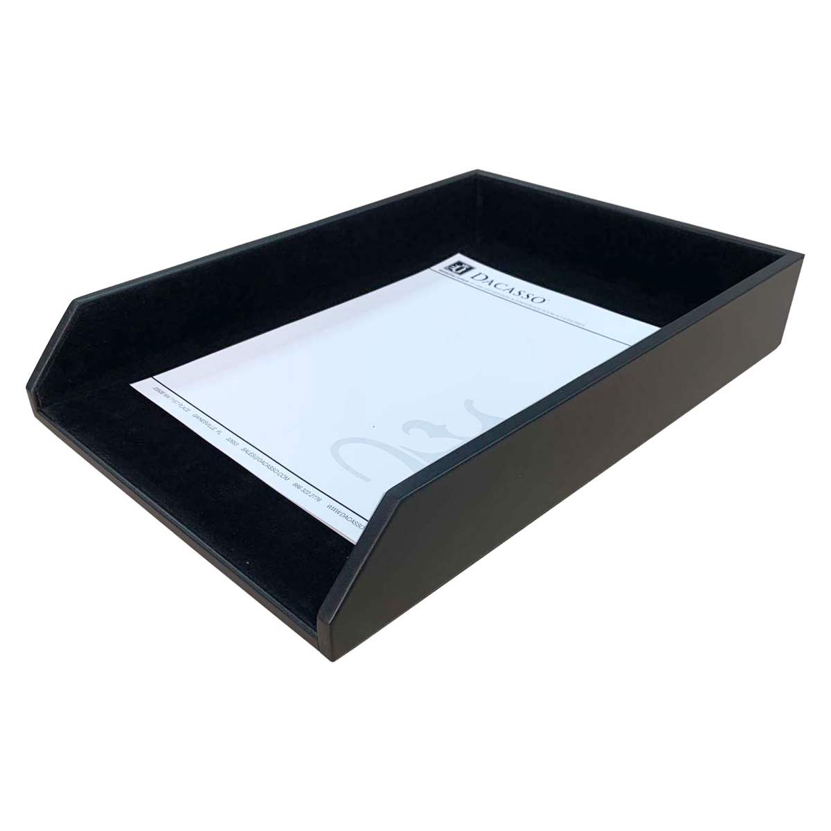 AC-1005 Classic Black Leather Letter Tray, Legal Size