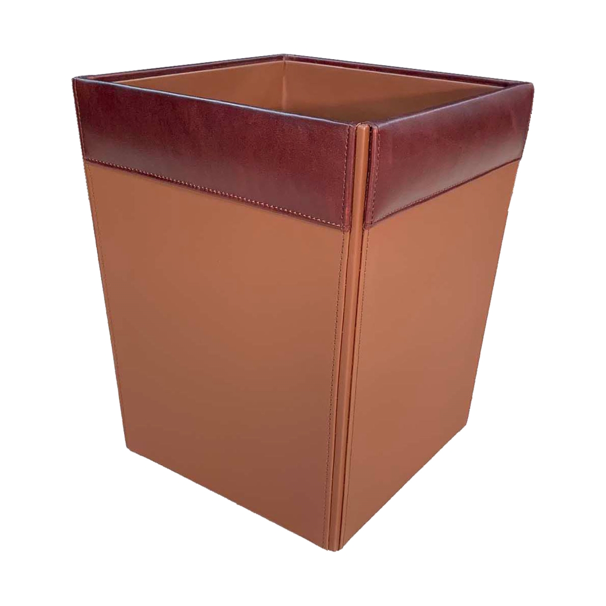 Picture of Dacasso  AC-3003 Mocha Leather Square Waste Basket, 14 Qt
