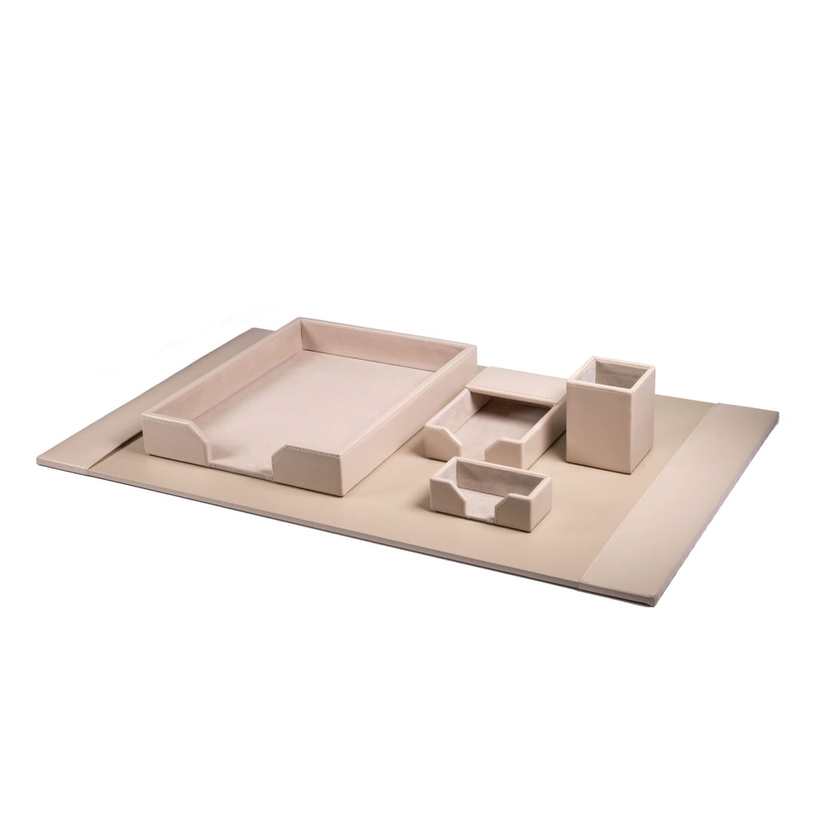 DL-5402 White Latte Bonded Leather 5-Piece Desk Set