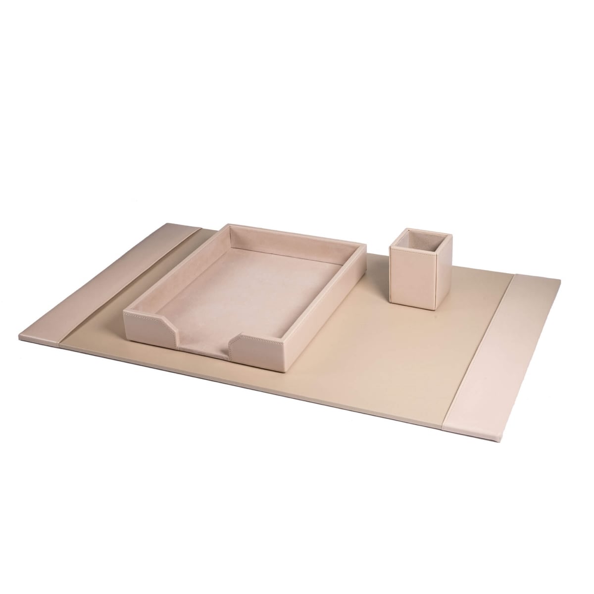 DL-5437 White Latte Bonded Leather 3-Piece Desk Set