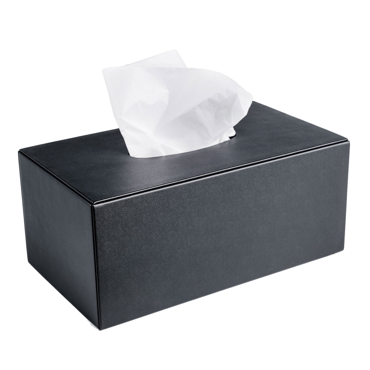 AC-1377 Black Leatherette Rectangular Tissue Box Cover