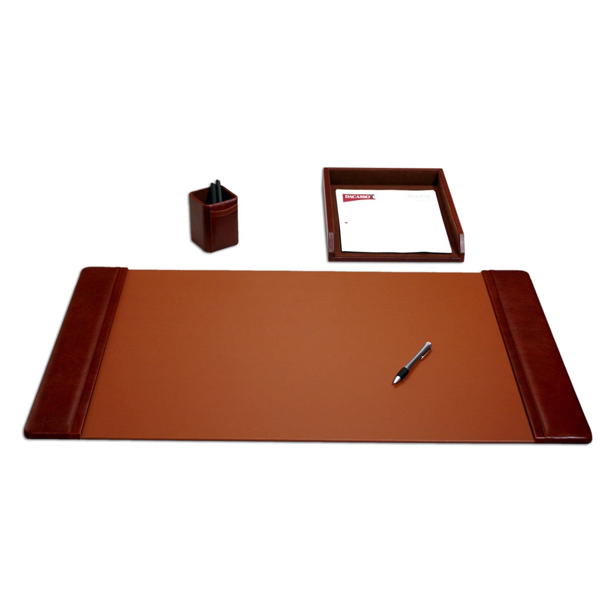 DL-3037 Mocha Leather 3-Piece Desk Set