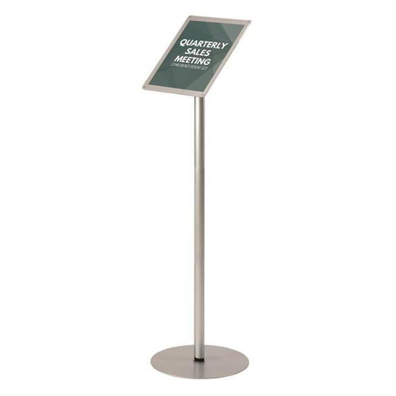 Picture of Deflecto 692045 8.5 x 11 in. Floor Sign Holder with Rear Literature Pocket&#44; Silver - Letter Size