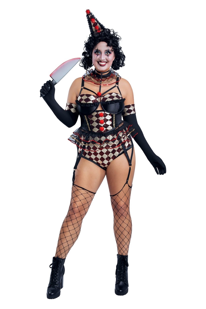 S2208X-CST-3X  Plus Killer Clown Costume for Womens - 3X
