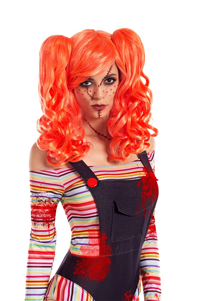 WG812-ORA-OS Killer Doll Wig Costume for Womens, Orange - One Size