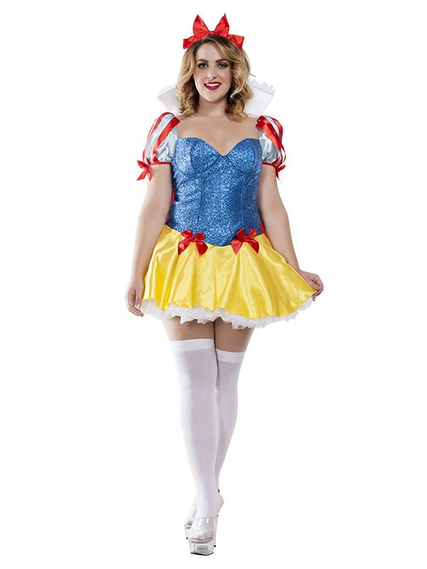 S2102X-CST-2X  Plus Sequin Snow White Costume for Womens - 2X