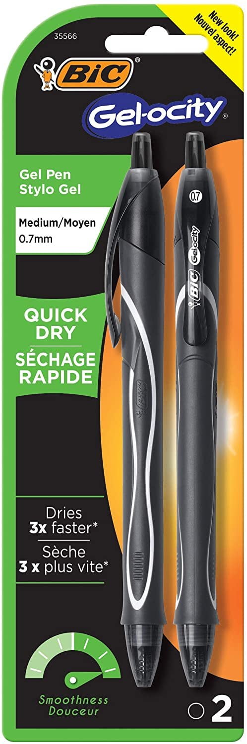 Picture of Bic RGLCGP21-BLK Gel-ocity Retractable Quick Dry Gel Pen&#44; Black - Pack of 2