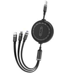 Picture of 3P Experts 3PX-RT3N1CABLE-BLK Retractable 3N1 USB Charging Cable&#44; Black
