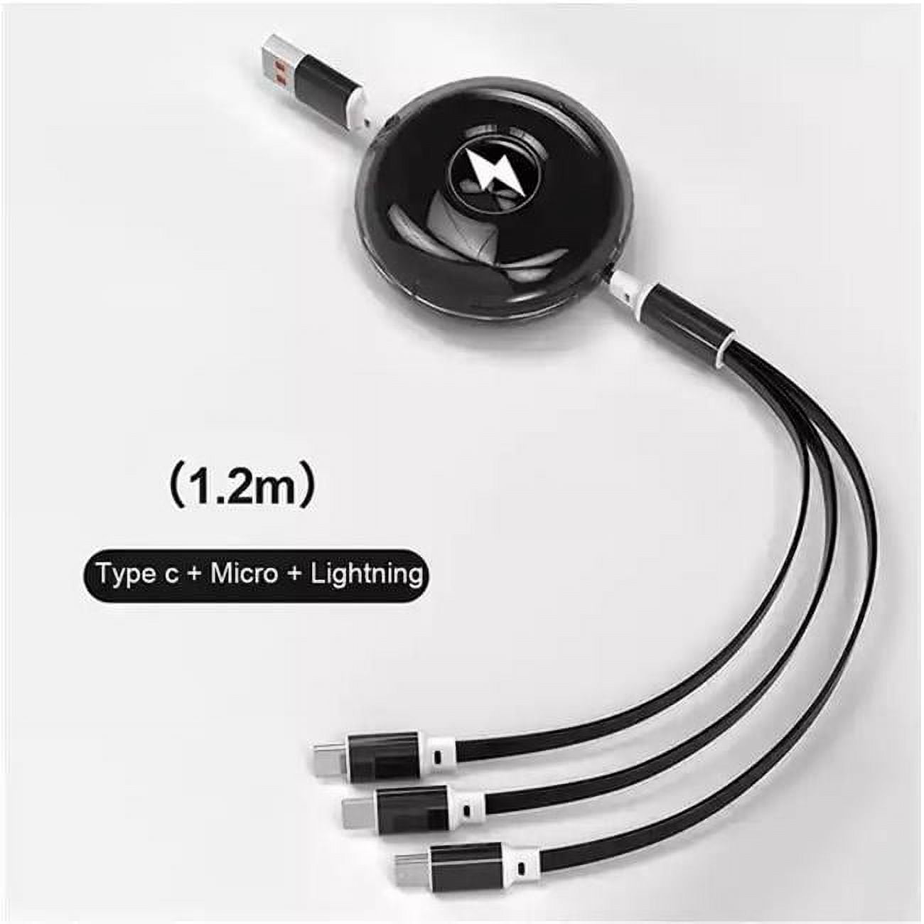 Picture of 3P Experts 3PX-3N1RETRACABLE-BLK 3-in-1 Retractable Charging Cable, Black