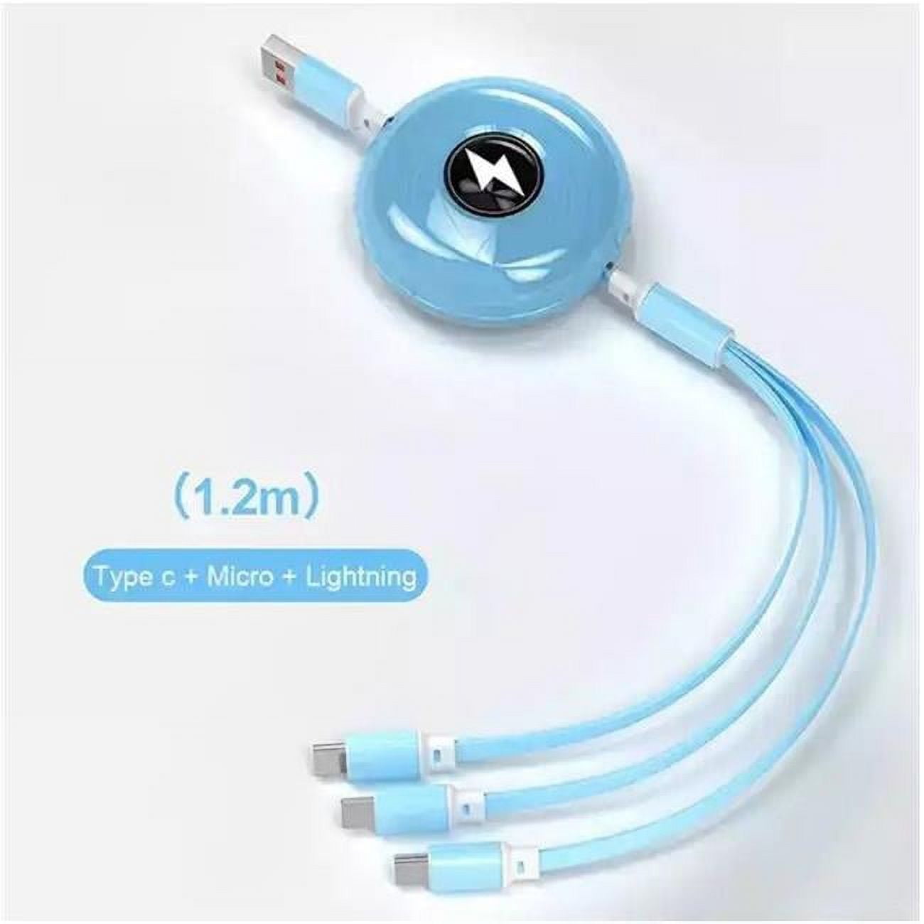 Picture of 3P Experts 3PX-3N1RETRACABLE-BLU 3-in-1 Retractable Charging Cable, Blue