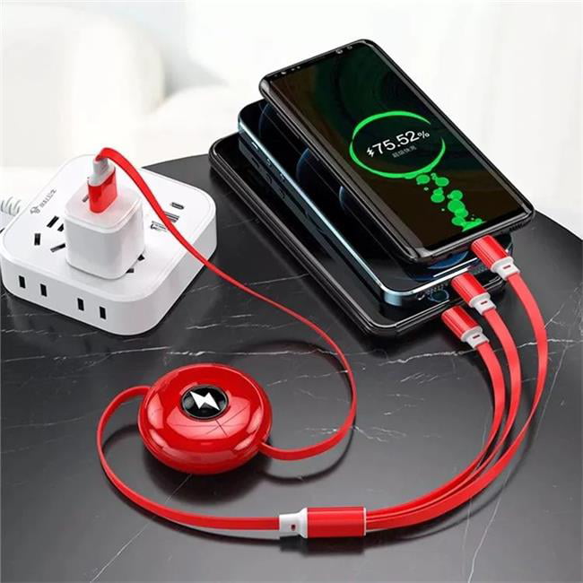 Picture of 3P Experts 3PX-3N1RETRACABLE-RED 3-in-1 Retractable Charging Cable&#44; Red