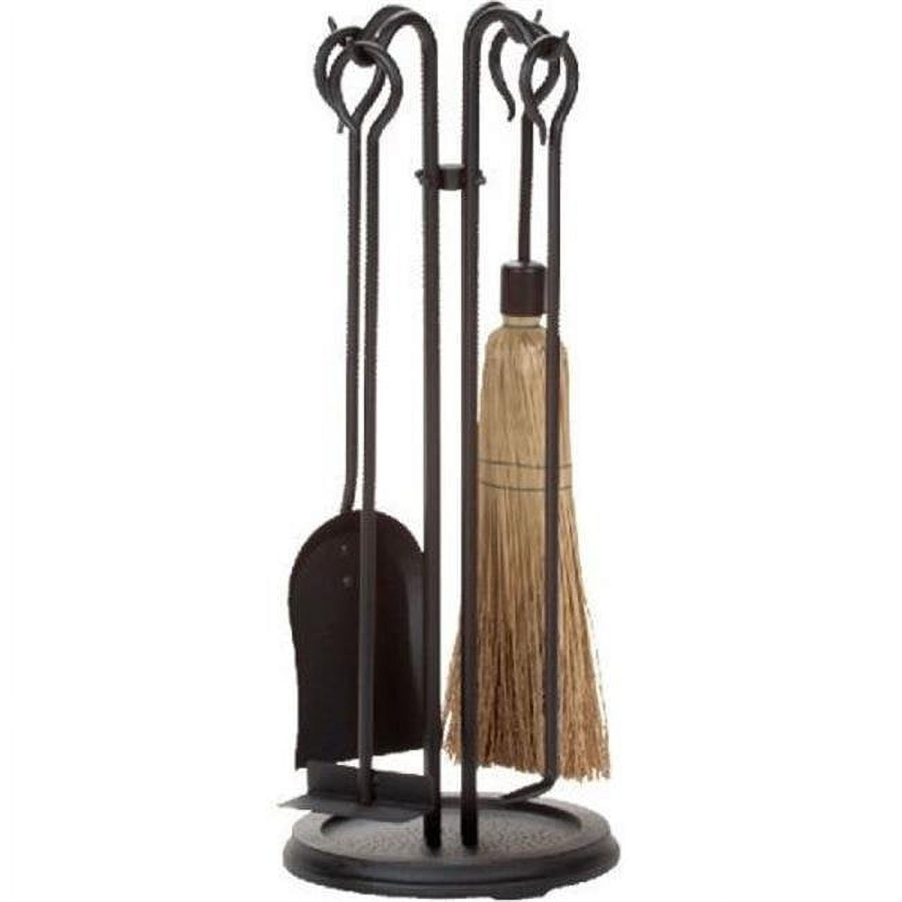 Picture of Dagan 1110 Wrought Iron Stove Fireplace Tool Set - Corn Broom&#44; Black - 5 Piece