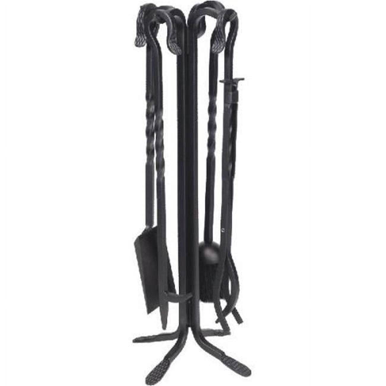 Picture of Dagan AHF102 Wrought Iron Fireplace Tool Set with Twist Handles&#44; Black - 5 Piece