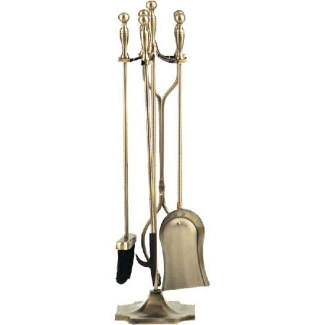 Picture of Dagan 4532 Fireplace Tool Set - Rail on Base&#44; Antique Brass - 5 Piece