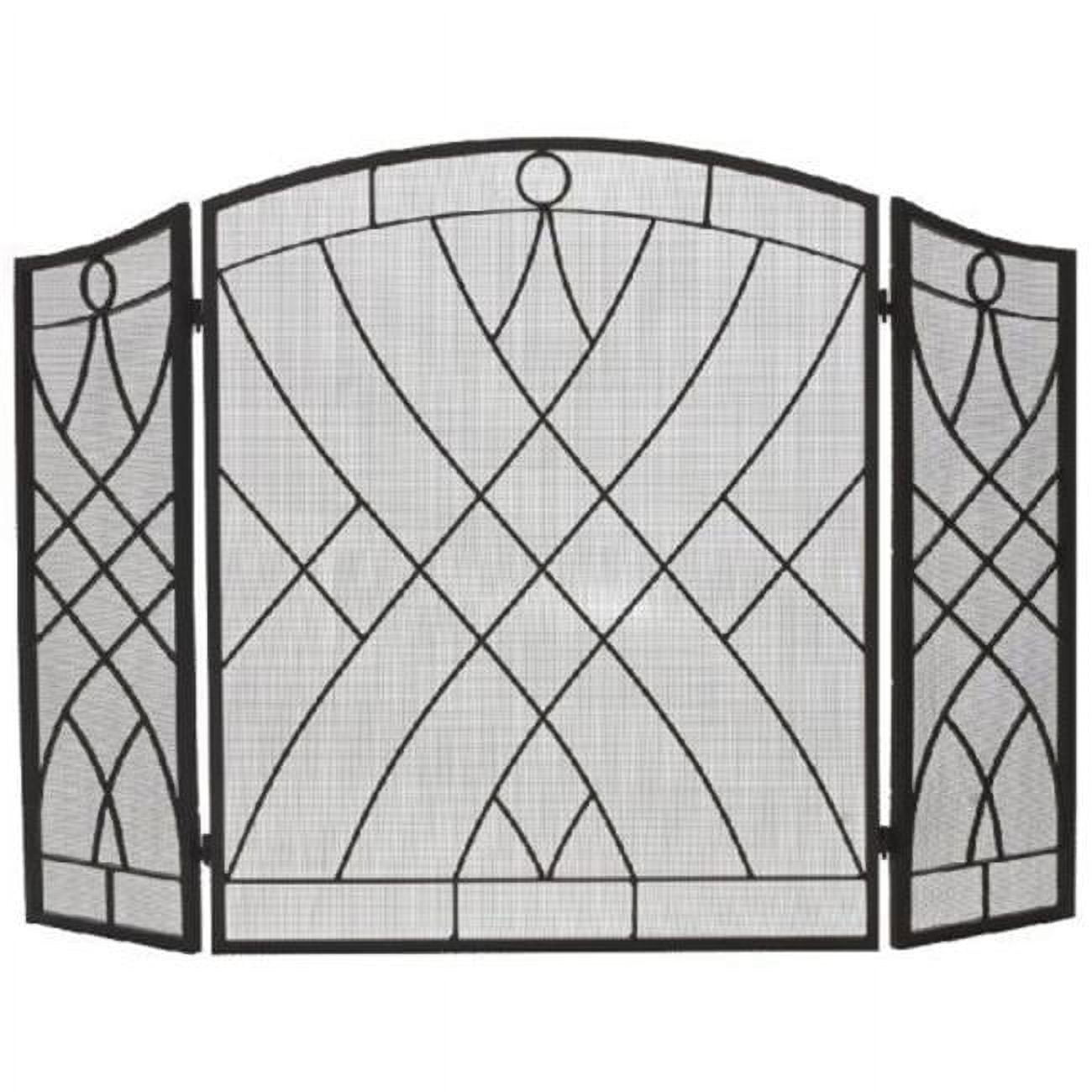 Picture of Dagan AHS116 Weave Design 3 Fold Arched Wrought Iron Screen, Black